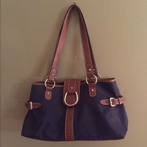 American Living Blue Canvas Satchel Handbag